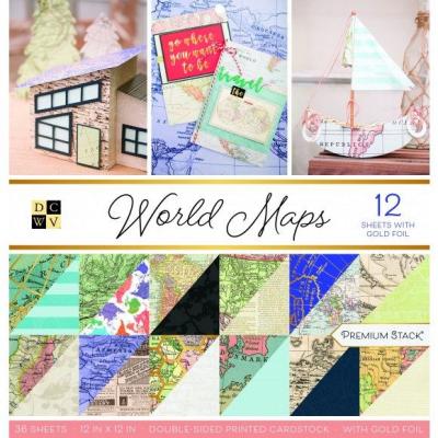 American Crafts DCWV Designpapier - World Maps